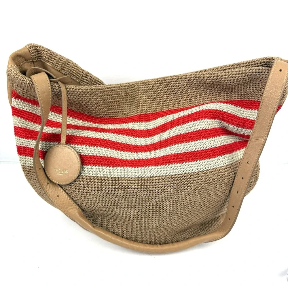 The Sak 120 Crochet Large Hobo Handbag Cabana Stripe Shoulder Bag Beachcore